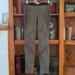 Helmut Lang Olive Green Lamb Leather Pants